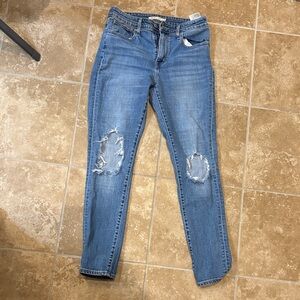 High Rise Blue Distressed Jeans